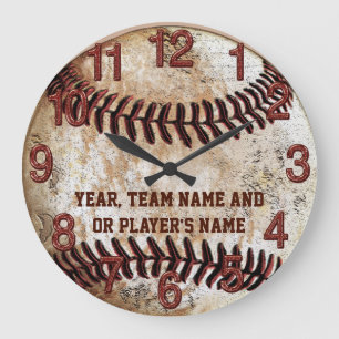 PERSÖNLICHE rustikale Baseball-Geschenke für Team Große Wanduhr