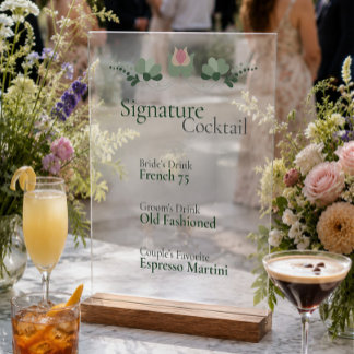 Persönliche Signature-Cocktail-Hochzeitsbar Acrylschild