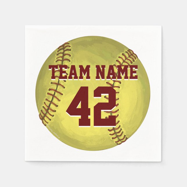 Persönliche Softball-Kunst Serviette (Vorderseite)