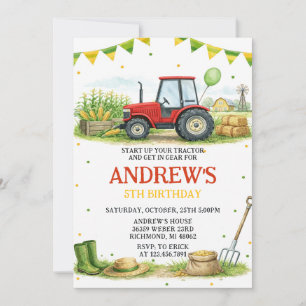 Persönliche Traktor-Geburtstags-Ranch-Party Einladung