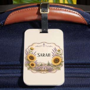 persönliche vintage provence lavendel und sonnenbl gepäckanhänger