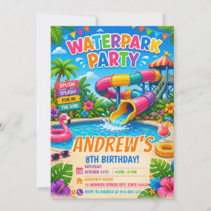 Persönliche Wasserrutsche Pool Geburtstag Einladung