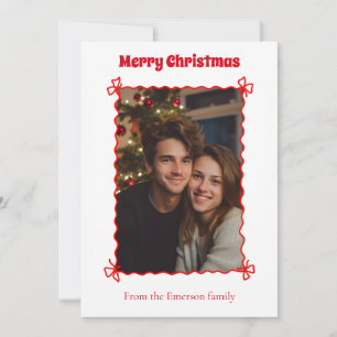 Persönliche Weihnachtsfotografie Rote Kokette Feiertagskarte