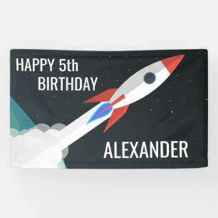 Persönliche Weltraum-Raketen-Kindergeburtstagsfeie Banner