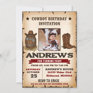Persönliche Western Wild West Cowboy Geburtstagsfe Einladung