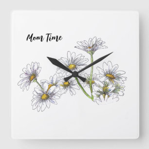 Persönliche White Daisy Clock Quadratische Wanduhr