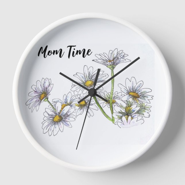 Persönliche White Daisy Clock Uhr (Vorderseite)