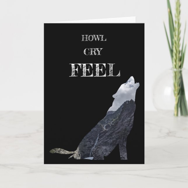 Persönliche Wolf-Howling-Karte Dankeskarte (Vorderseite)