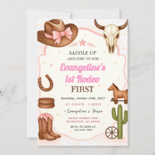 Persönlicher 1. Rodeo Girl Cowgirl Geburtstag Einladung