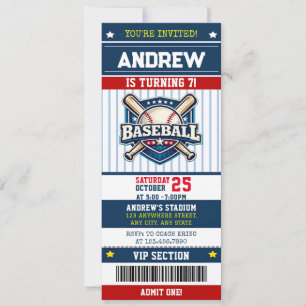 Persönlicher Baseball-Sport moderner Ticket-Stil Einladung