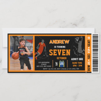 Persönlicher Basketball-Geburtstagsticket mit Foto Einladung