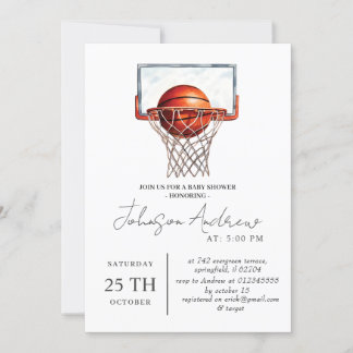 Persönlicher Basketball Thema Kinderdusche Text Einladung