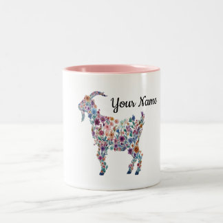 Persönlicher Blumenziegenbecher Botanische Farmtie Zweifarbige Tasse