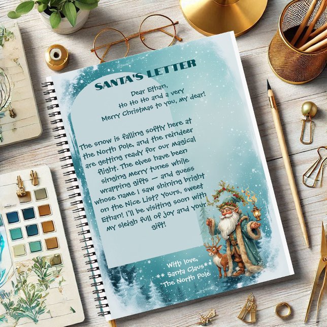 Persönlicher Brief von Santa vom Nordpol-Rentier Notizbuch (Personalized Santa Letter From North Pole Reindeer Notebook)