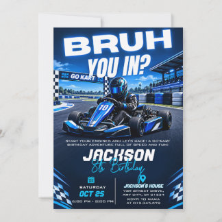Persönlicher Bruh You In Go-Kart Geburtstag Einladung