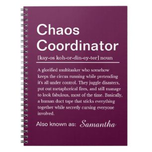 Persönlicher Chaos-Koordinator-Definition Notizblock
