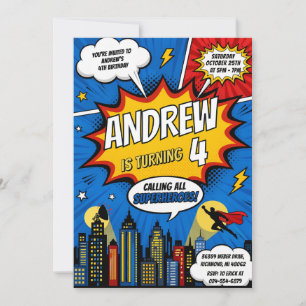 Persönlicher Comic-Helden-Geburtstag Einladung