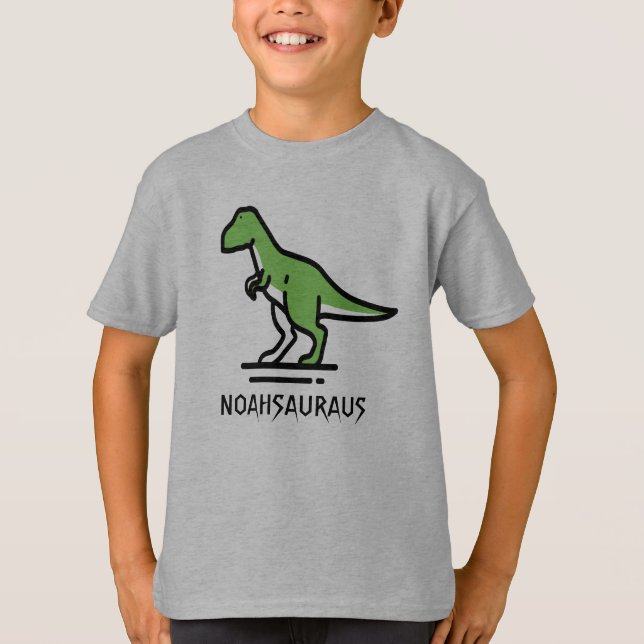 Persönlicher Dinosauriername T-Shirt (Vorderseite)