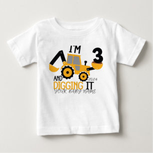 Persönlicher Drei 3. Geburtstag Bau Baby T-shirt