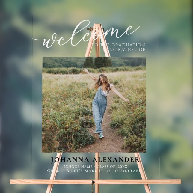 Persönlicher Empfang des modernen Fotos Abschluss Acrylschild (Neutral)