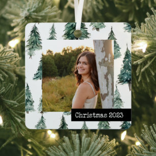 Persönlicher Fotohänger Baum Wald Ornament Aus Metall