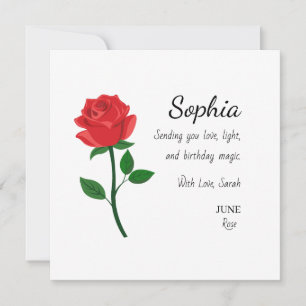 Persönlicher Geburtstag Juni-Rose Karte