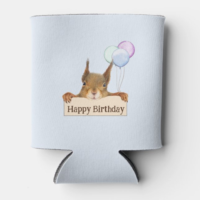 Persönlicher Geburtstags-Eichhörnchen-Ballon Dosenkühler (Vorderseite)