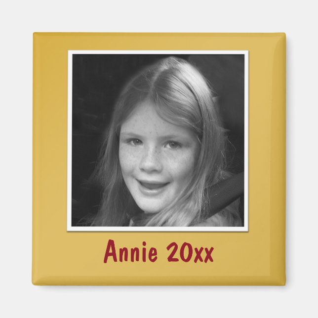 Persönlicher Goldener Gruß für Foto und Text Magnet (Vorne)