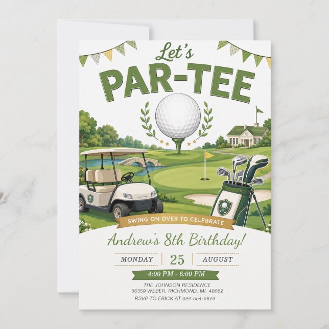 Persönlicher Golf-Geburtstag Einladung (Vorderseite)