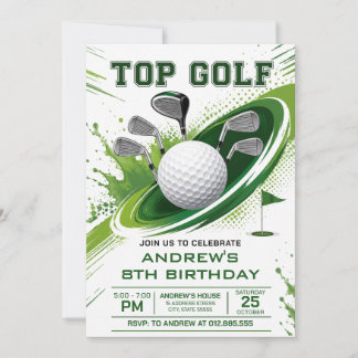 Persönlicher grüner Golf-Geburtstag Einladung