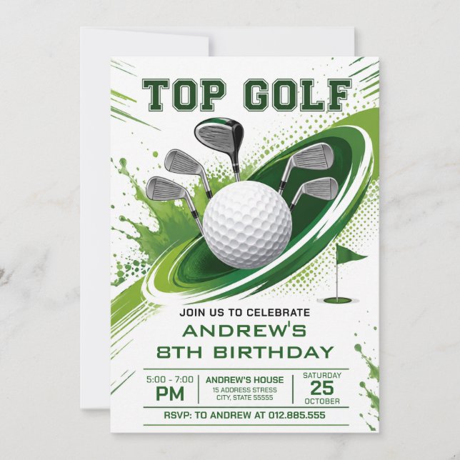 Persönlicher grüner Golf-Geburtstag Einladung (Vorderseite)