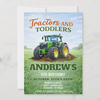 Persönlicher Grüner Traktor Geburtstag Einladung