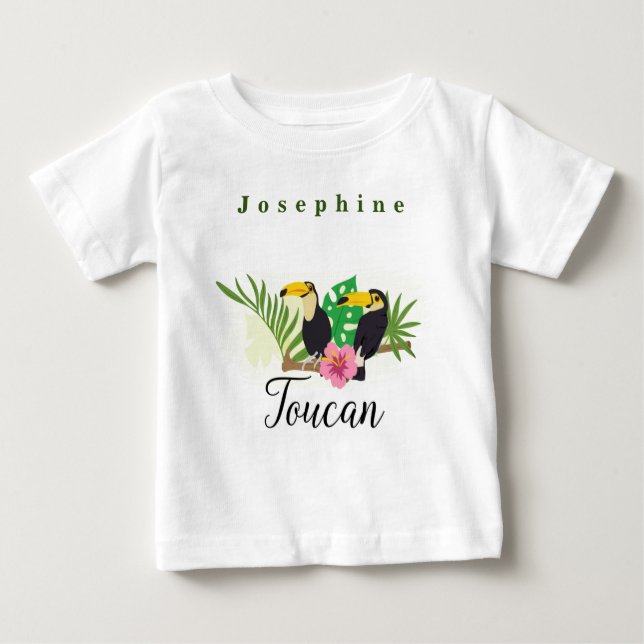 Persönlicher Hibiskus für tropisches Thema Toucan  Baby T-shirt (Vorderseite)