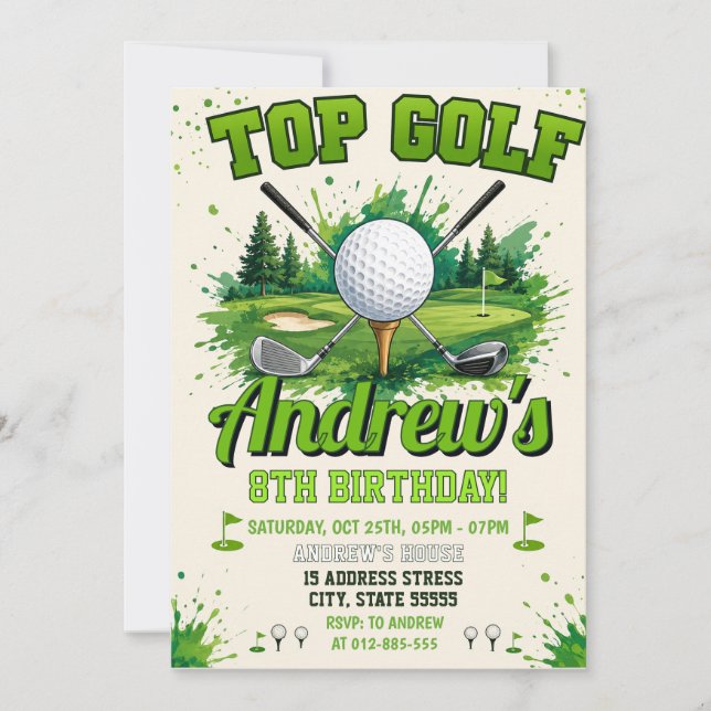 Persönlicher Kinder-Golf-Geburtstag Einladung (Vorderseite)