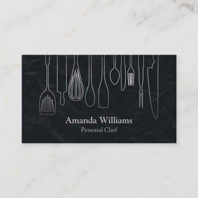 Persönlicher Koch Catering Küche Silberverschraubu Visitenkarte (Vorderseite)