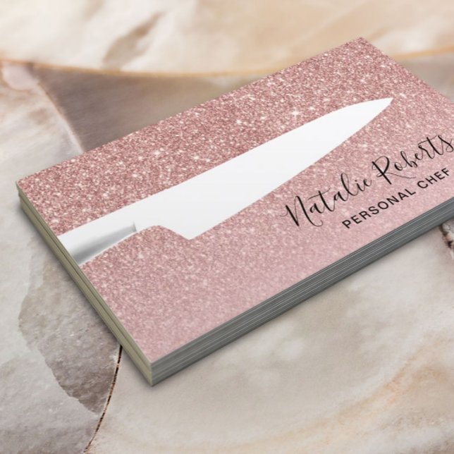 Persönlicher Koch Messer Moderne Blush Rose Gold G Visitenkarte (Von Creator hochgeladen)