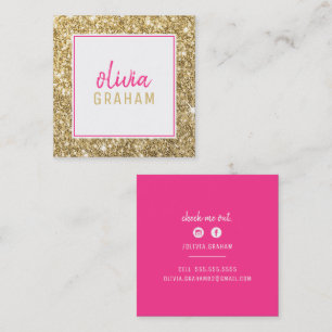 PERSÖNLICHER KONTAKT Fett-Grenze rosa Glitzer Quadratische Visitenkarte