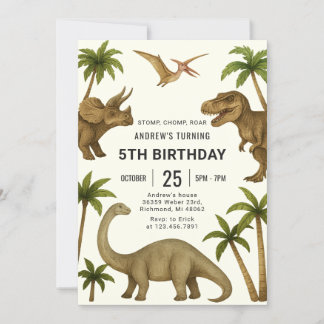 Persönlicher moderner Dinosaurier Geburtstag für J Einladung
