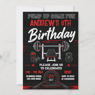 Persönlicher moderner Fitnessstudio-Geburtstag Einladung