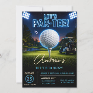 Persönlicher moderner Neon-Golf-Geburtstag Einladung