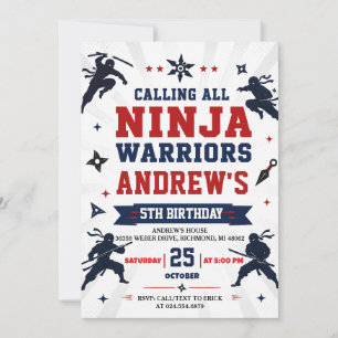 Persönlicher moderner Ninja Warrior Geburtstag Einladung