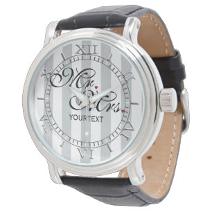 Persönlicher Mr. Mrs. Klicken Sie auf Farbstreifen Armbanduhr