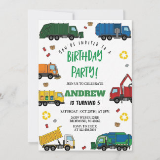 Persönlicher Müllwagen-Geburtstag für Kinder Einladung