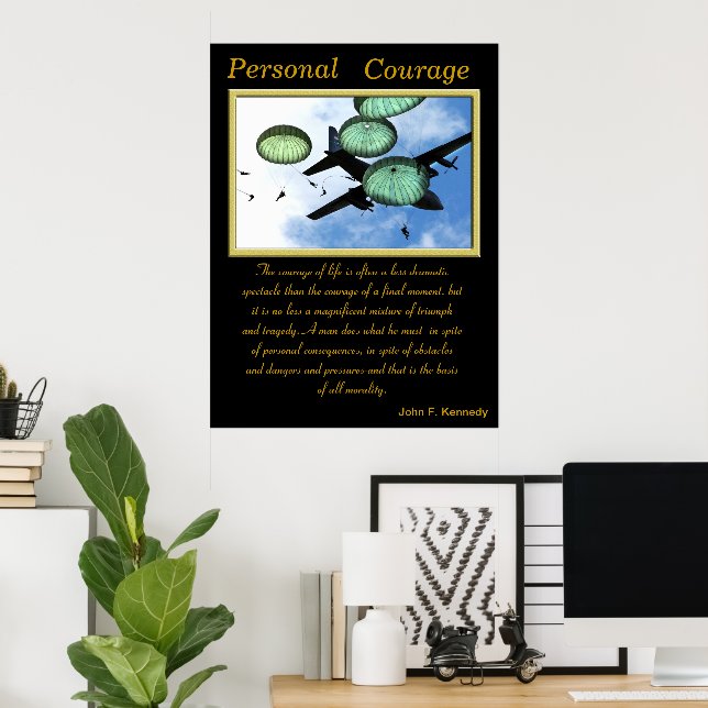 Persönlicher Mut: Abstieg vom Himmel Poster (Heimbüro)