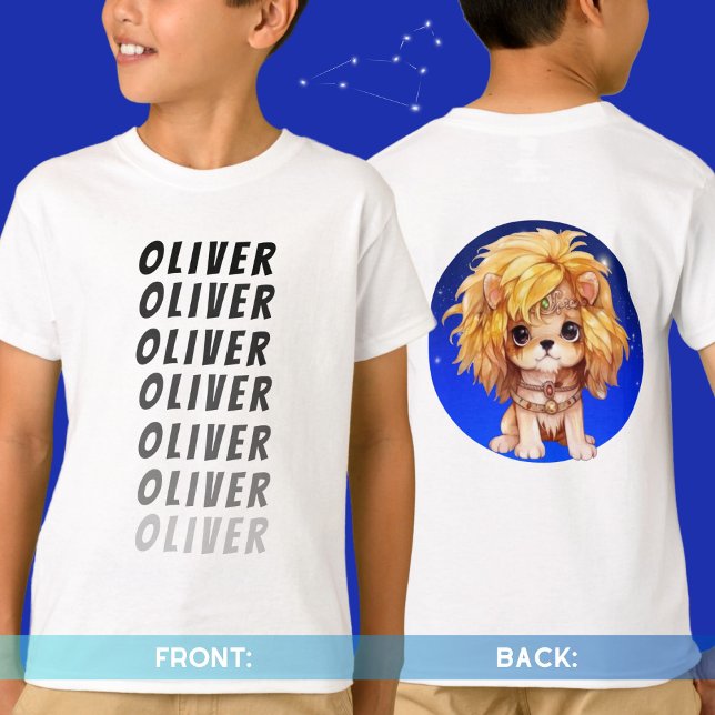 Persönlicher Name Astrologie Zodiac Schild Leo vor T-Shirt (Von Creator hochgeladen)