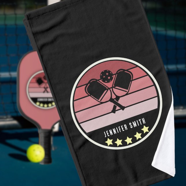 Persönlicher Name Blush Pickleball Paddle Black Handtuch (Von Creator hochgeladen)