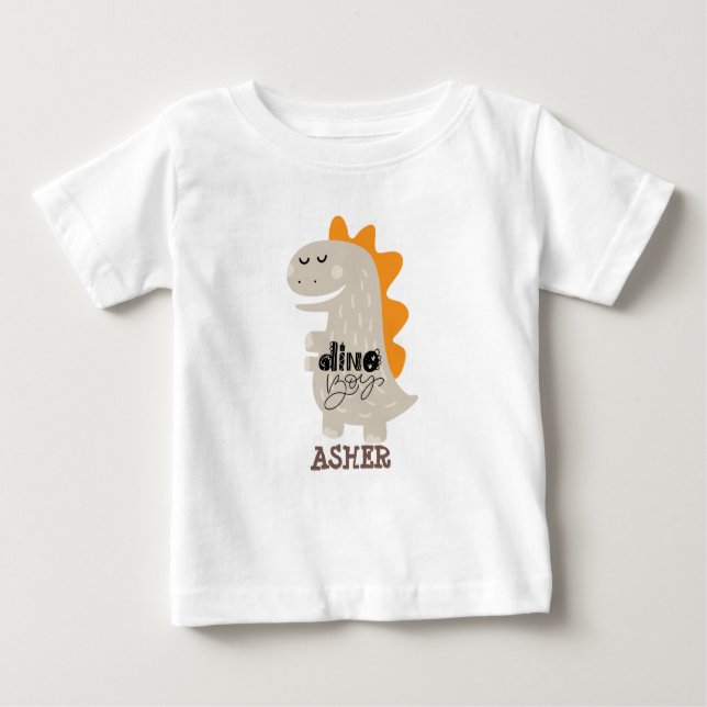 Persönlicher Name cute Dino Kinderhemd Baby T-shirt (Vorderseite)