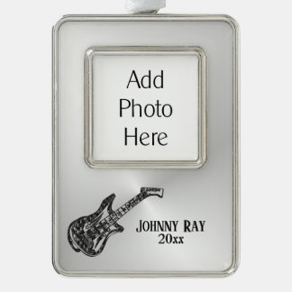 Persönlicher Name des Elektro-Gitarren-Fotos Jahr Rahmen-Ornament Silber