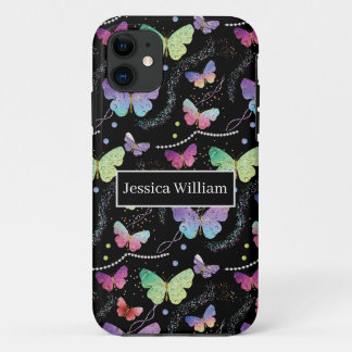 Persönlicher Name Elegant Lila Schmetterlinge Case-Mate iPhone Hülle