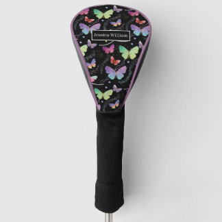 Persönlicher Name Elegant Lila Schmetterlinge Golf Headcover